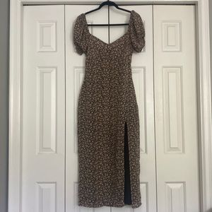 Missguided Black Floral Print Milkmaid Split Midaxi Dress